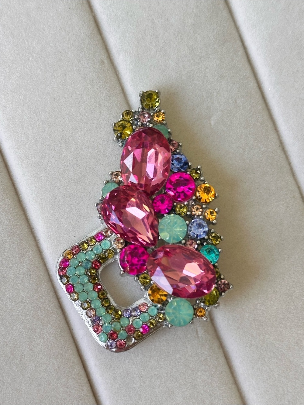 Multicolor Crystal Statement Brooch - Picture 3 of 6